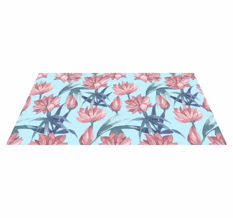 Tapete vinílico flores e plantas aquarela azul - TenStickers