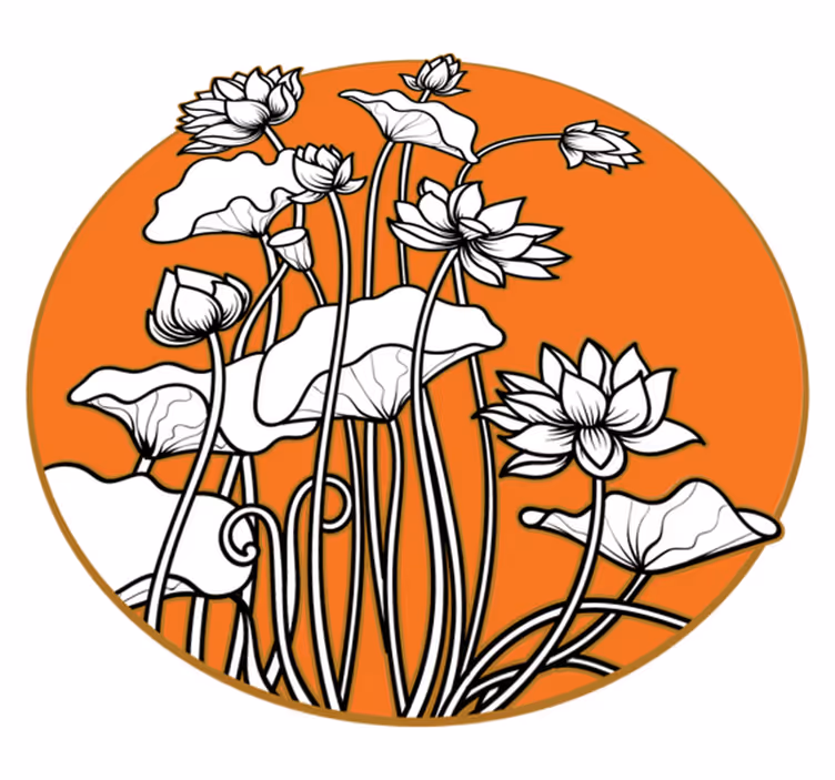 Tapete vinílico flores e plantas estilo ilustração de lótus - TenStickers