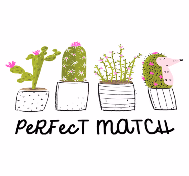 Tapete vinílico flores e plantas combinação perfeita cactos - TenStickers