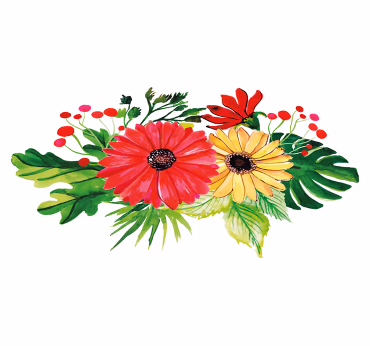 Tapete vinílico flores e plantas design horizontal elegante - TenStickers
