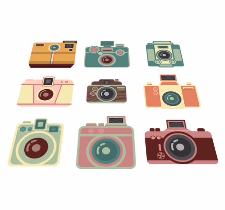 Tapete vinílico para sala de jantar câmeras vintage - TenStickers