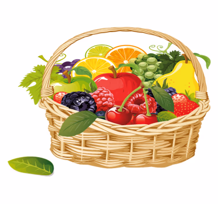 Tapete vinílico cozinha cesta de frutas - TenStickers