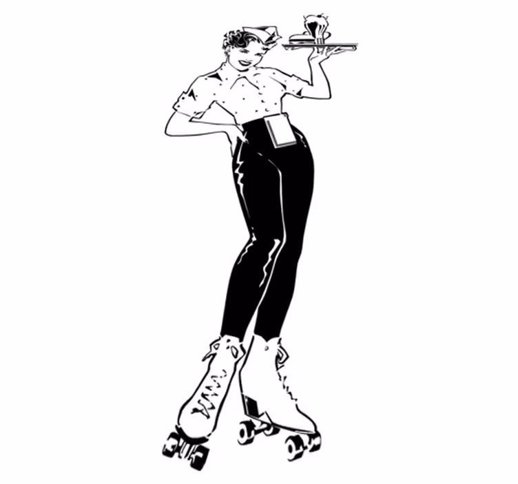 Tapete vinílico cozinha garçonete vintage - TenStickers
