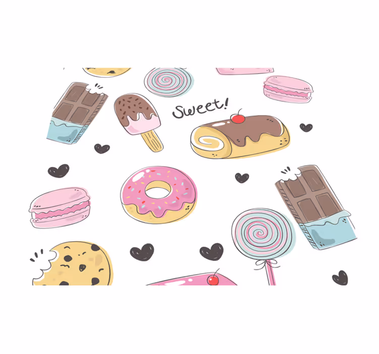 Tapete vinílico cozinha sobremesas deliciosas - TenStickers