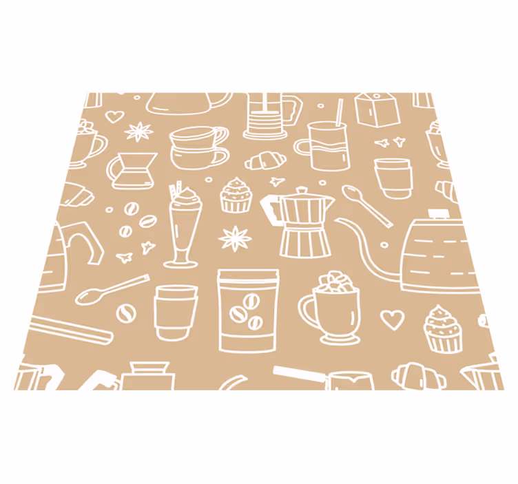 Tapete vinílico cozinha padrão de xícaras e copos - TenStickers
