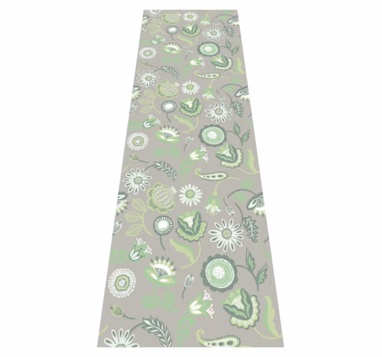 Tapete vinílico cozinha com padrão floral verde delicado - TenStickers