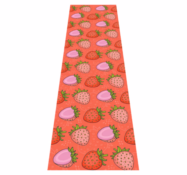 Tapete vinílico cozinha morangos vermelhos e rosas - TenStickers