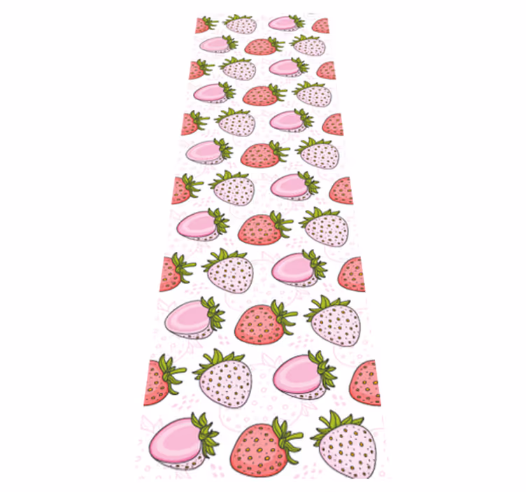 Tapete vinílico cozinha morangos rosa e vermelhos - TenStickers