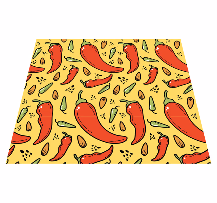 Tapete vinílico cozinha pimenta vermelha e verde - TenStickers