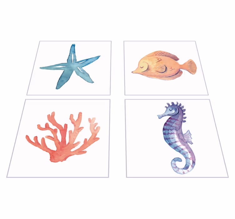 Tapete vinílico casa de banho animais marinhos - TenStickers