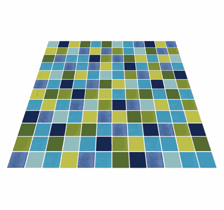 Tapete vinílico casa de banho azulejos azuis e verdes - TenStickers