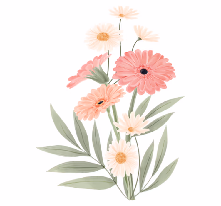 Tapete vinílico casa de banho margaridas rosas - TenStickers