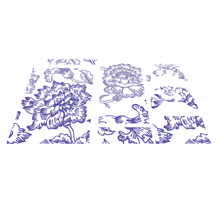 Tapete vinílico flores e plantas padrão floral roxo suave - TenStickers