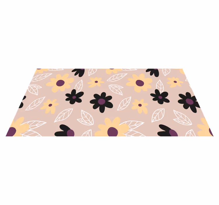 Tapete vinílico flores e plantas com fundo bege - TenStickers
