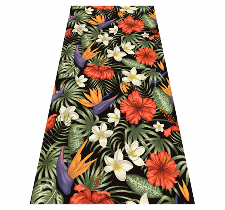 Tapete vinílico flores e plantas padrão de selva tropical - TenStickers