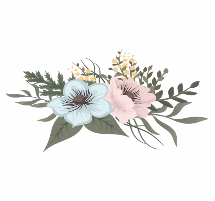 Tapete vinílico flores e plantas arranjo botânico - TenStickers