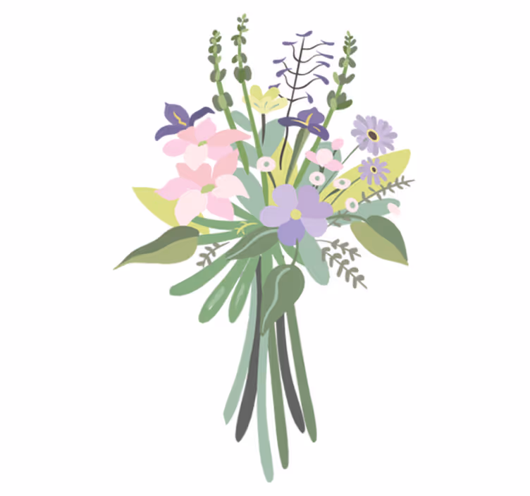 Tapete vinílico flores e plantas buquê floral colorido - TenStickers