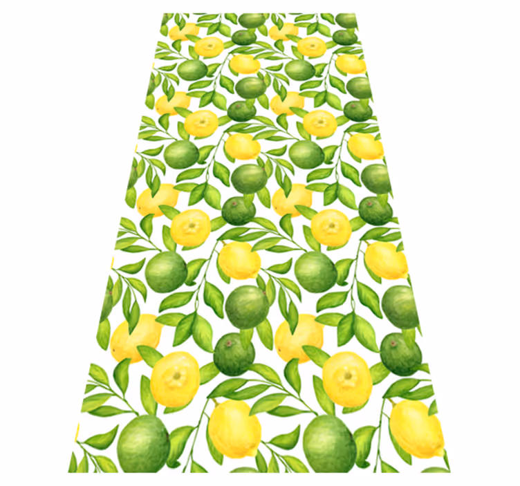 Tapete vinílico flores e plantas padrão limão e lima - TenStickers