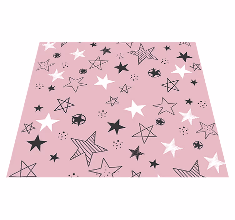 Tapete vinílico estrelas padrão rosa e preto - TenStickers