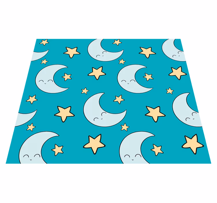 Tapete vinílico estrelas luas azuis felizes - TenStickers