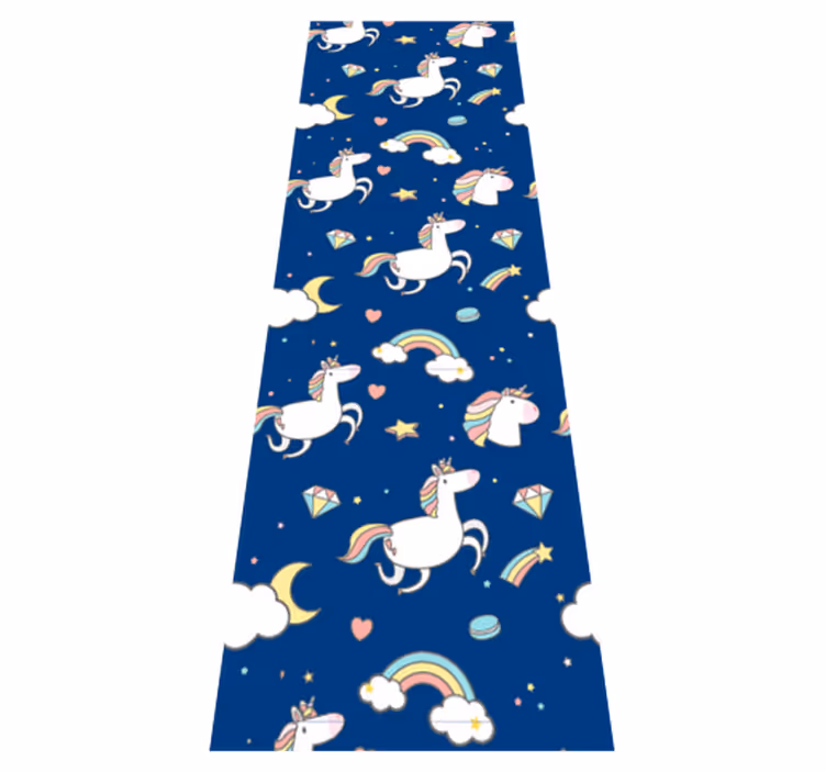 Tapete vinílico estrelas padrão unicórnio e arco-íris - TenStickers