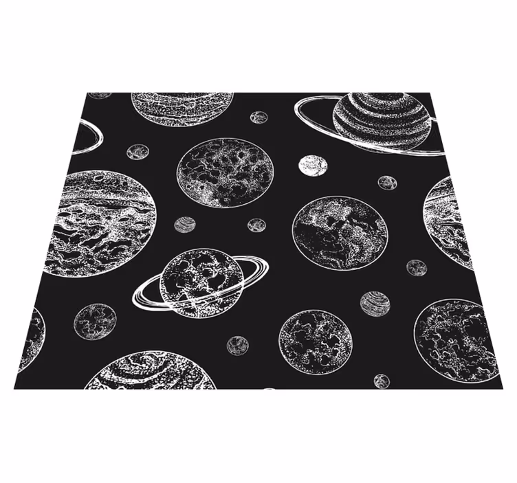 Tapete vinílico estrelas espaço preto e branco - TenStickers