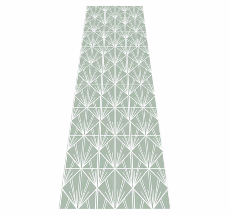 Tapete vinílico geométricas padrão deco verde e branco - TenStickers