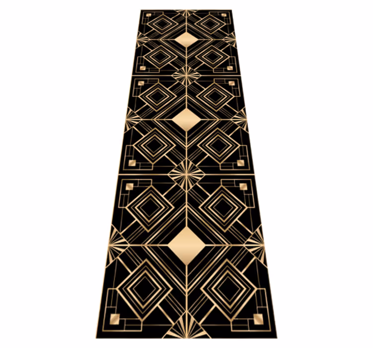 Tapete vinílico geométricas padrão deco preto e dourado - TenStickers
