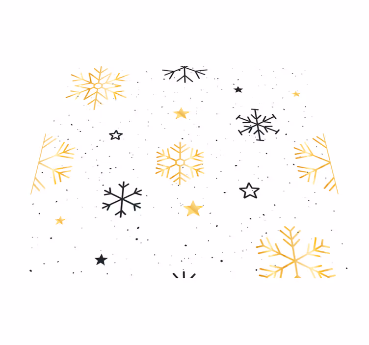Tapete vinílico do natal flocos de neve dourados e pretos - TenStickers