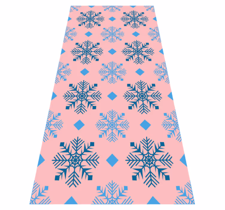 Tapete vinílico do natal padrão de flocos rosa e azul - TenStickers