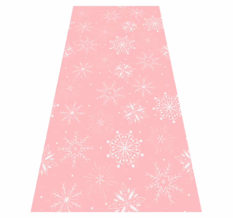 Tapete vinílico do natal flocos brancos em fundo rosa - TenStickers