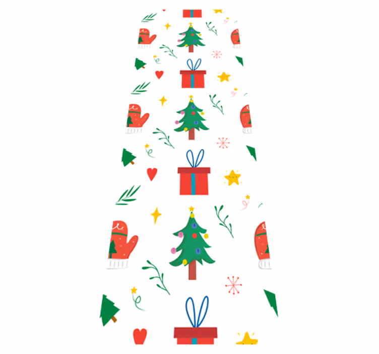 Tapete vinílico do natal com presentes e luvas coloridas - TenStickers