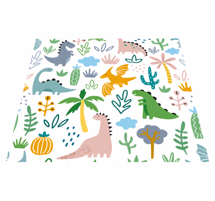 Tapete vinílico quarto padrão jurássico escandinavo - TenStickers