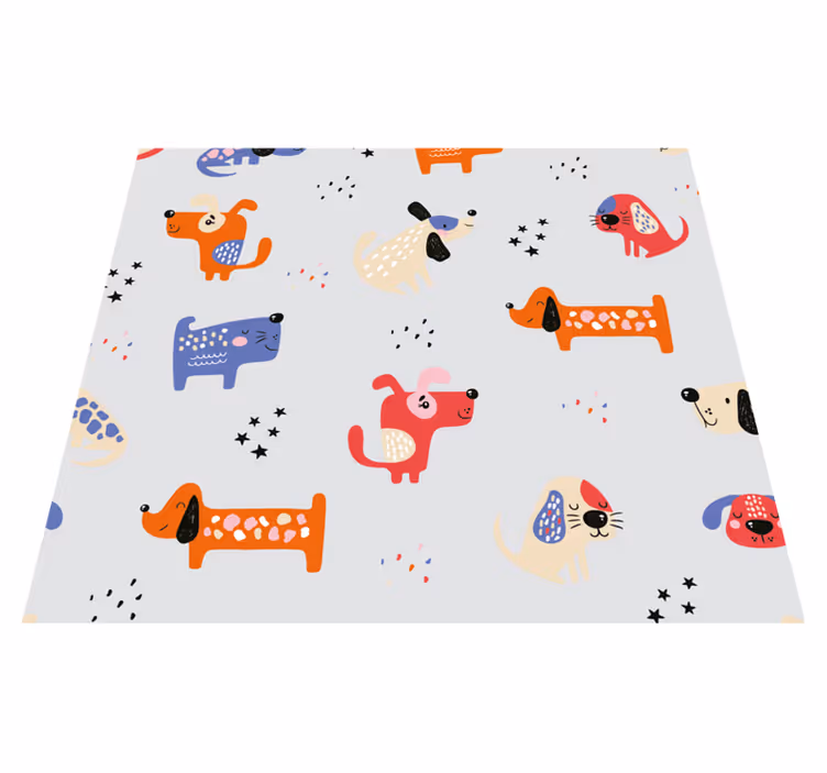 Tapete vinílico quarto com cães ilustrados - TenStickers
