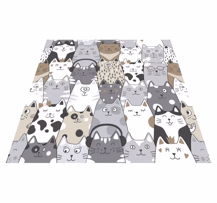 Tapete vinílico quarto gatinhos em cartoon - TenStickers