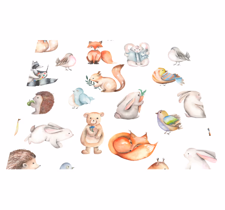 Tapete em vinil infantil animais da floresta simples - TenStickers
