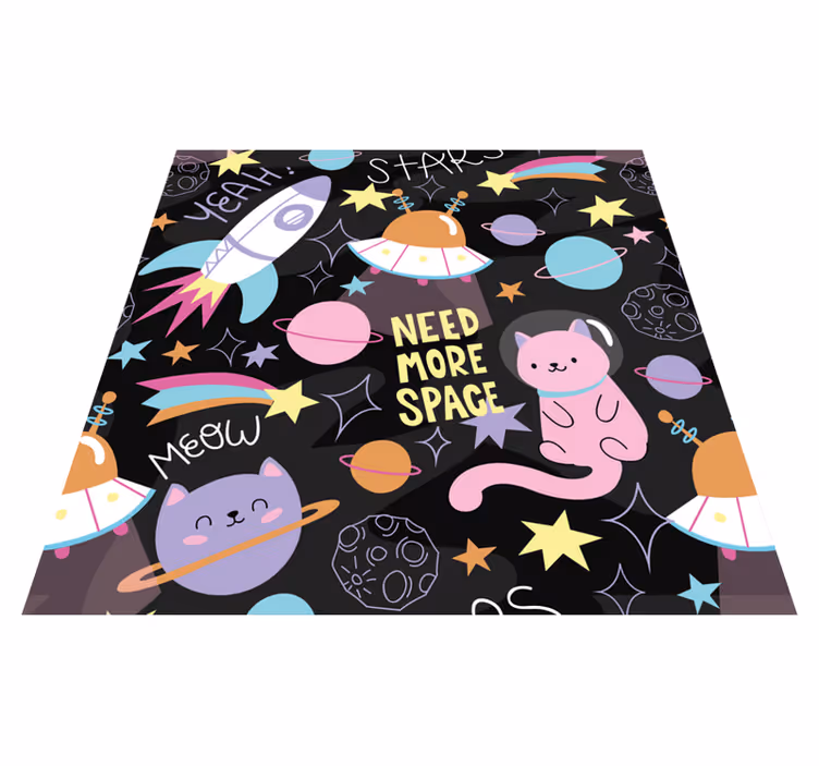 Tapete em vinil infantil gatos no espaço - TenStickers