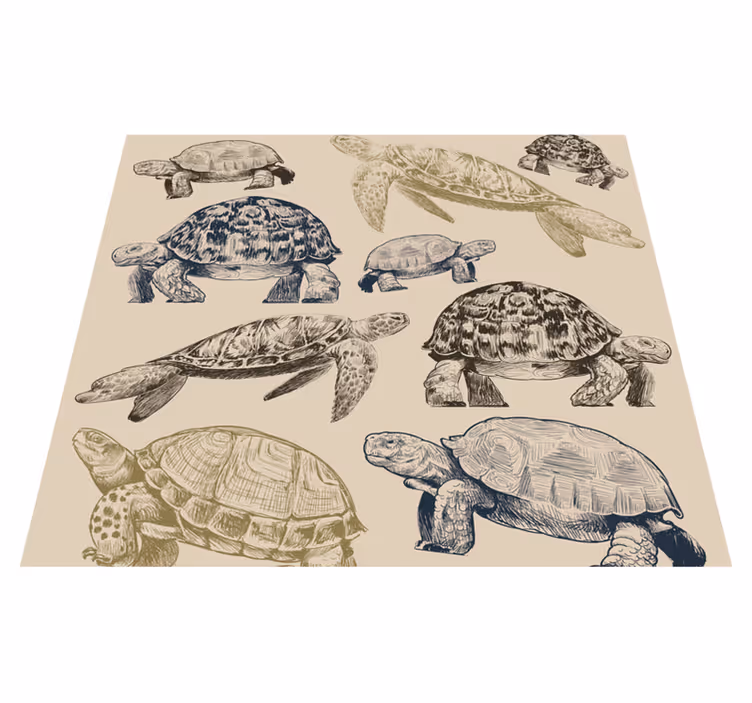 Tapete vinílico quarto tartarugas fundo bege - TenStickers