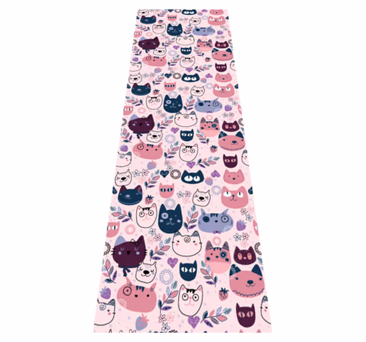 Tapete vinílico quarto padrão de gatinhos rosa - TenStickers
