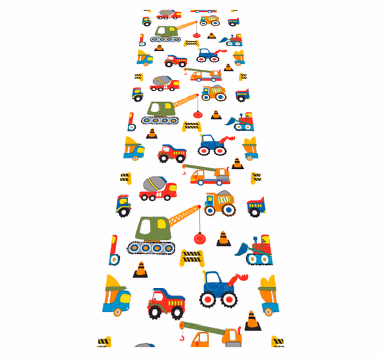 Tapete vinílico quarto com design fofo de escavadeiras - TenStickers