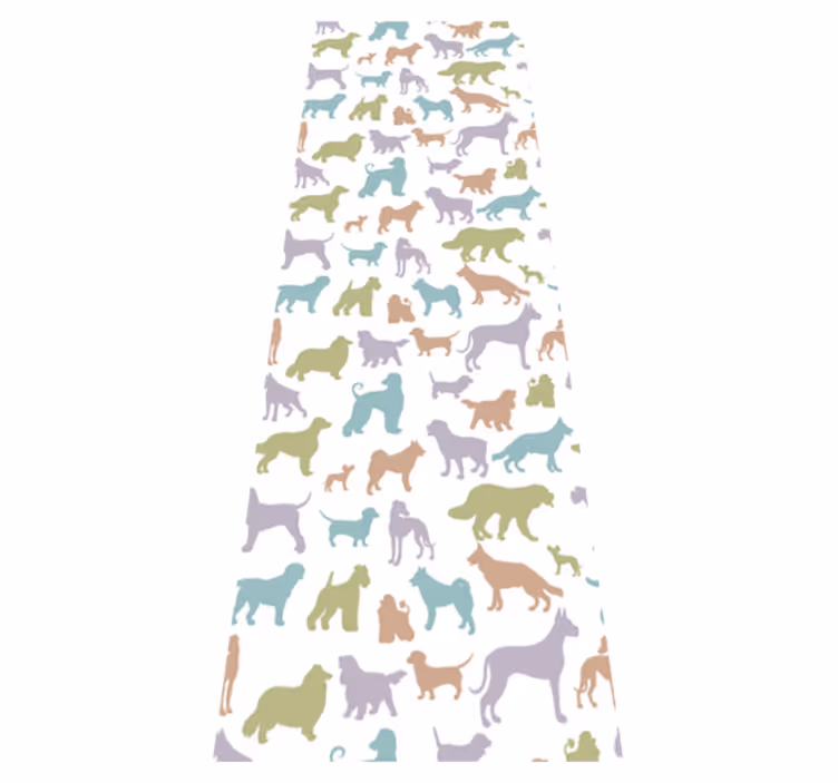 Tapete vinílico quarto silhuetas de cães em cores pastel - TenStickers