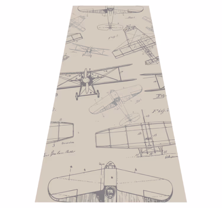 Tapete vinílico quarto padrão de aviões vintage - TenStickers