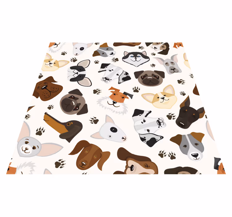 Tapete vinílico quarto padrão fofo de cachorros - TenStickers