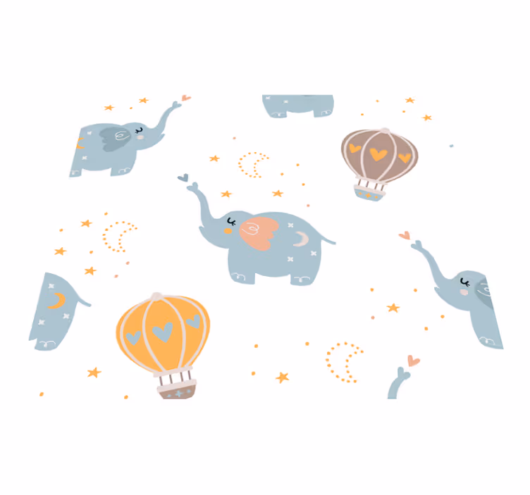 Tapete vinílico quarto com elefantes fofos para crianças - TenStickers