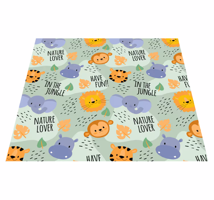 Tapete em vinil infantil animais da selva verdes - TenStickers