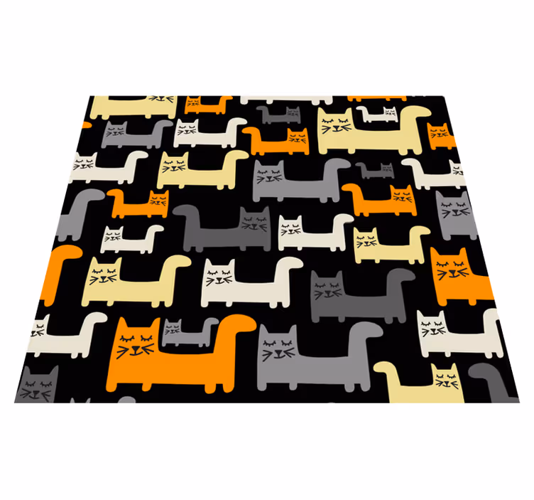 Tapete vinílico quarto gatos geométricos coloridos - TenStickers