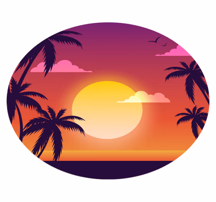Tapete vinílico natureza pôr do sol dos anos 70 - TenStickers