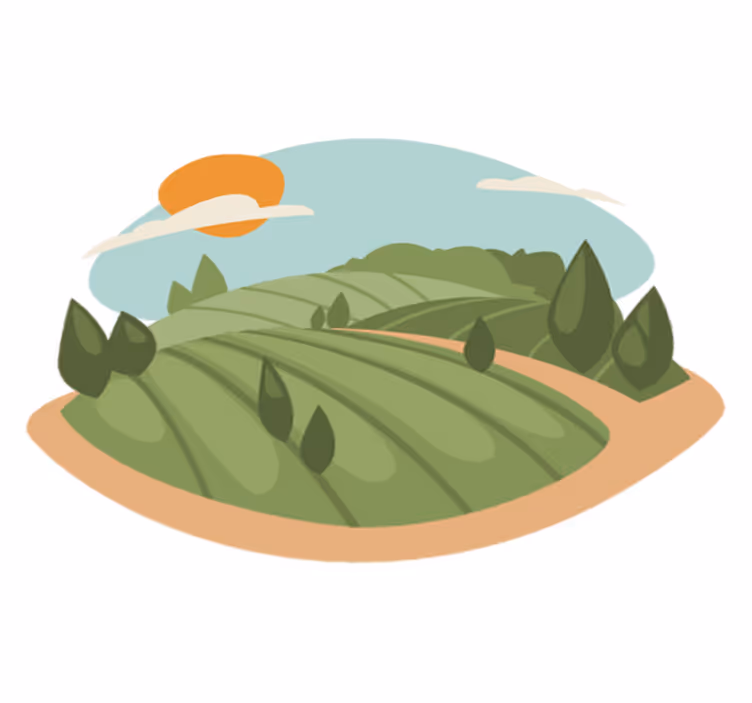 Tapete vinílico natureza ilustração de campos - TenStickers