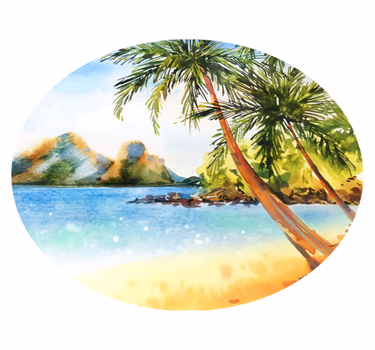 Tapete vinílico natureza costa de palmeiras tropicais - TenStickers