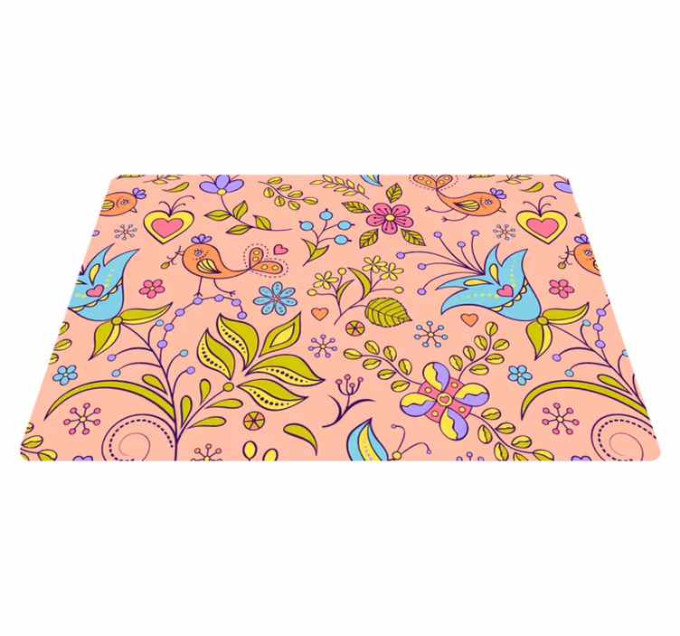 Tapete vinílico natureza com estampa de flores e aves - TenStickers